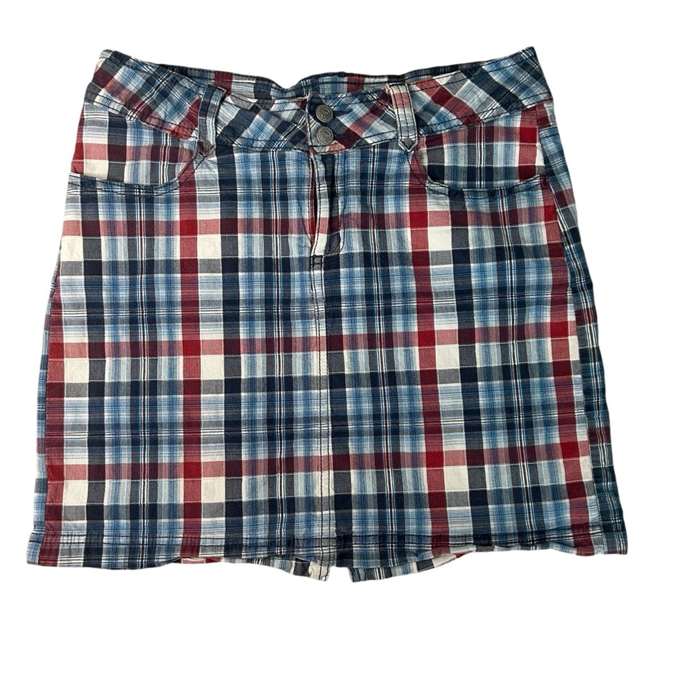 Lee Red, White and Blue Plaid Mini Skirt Y2K Low Rise